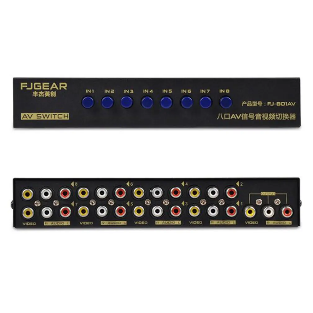 

AV Switch Box Composite Selector 8 Port RCA Audio Video 8 In 1 Out To TV Swithcer Adapter for DVD HDTV Converter