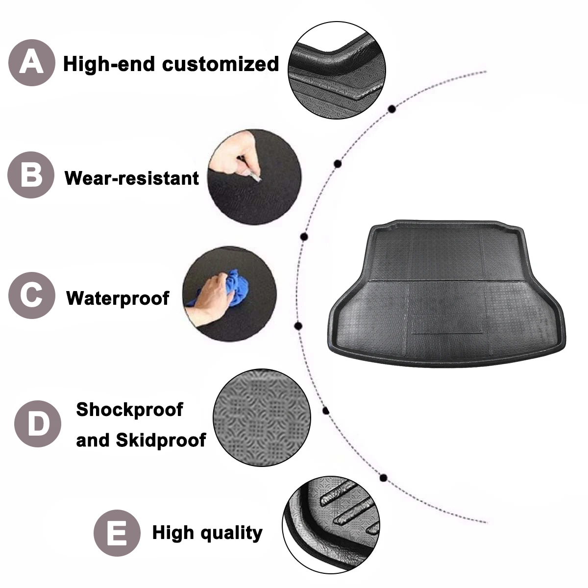 

Car Floor Mat Carpet Rear Trunk Anti-mud Cover For Hyundai Elantra Avante 2017 2018