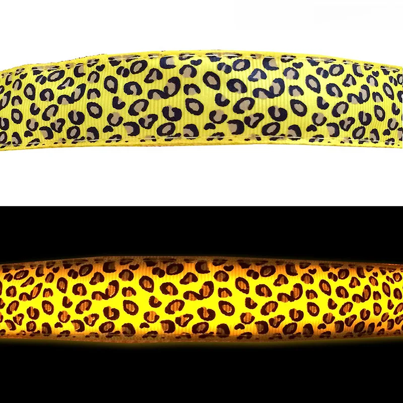 Светодиодный ошейник для собак Нейлоновый с зарядкой от usb леопардовым принтом