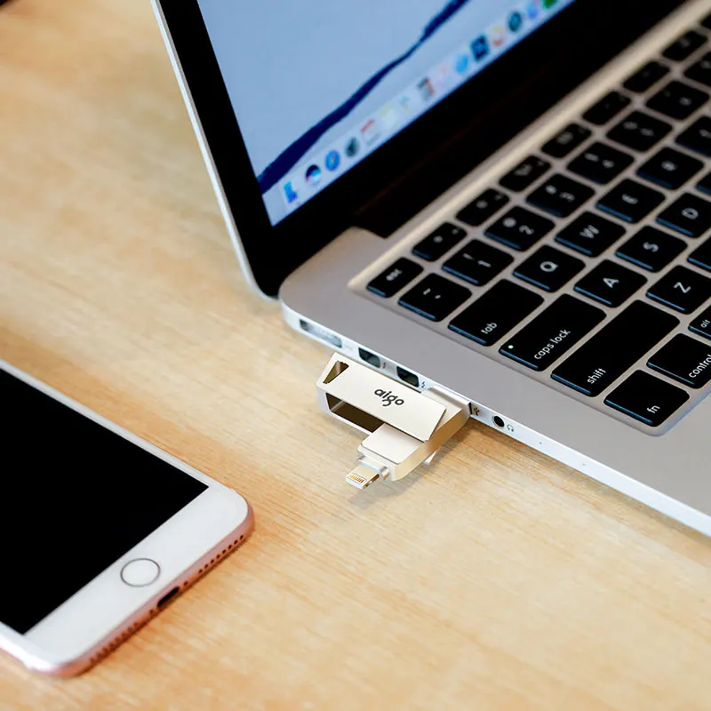 Aigo вращающийся на 360 ° двухинтерфейсный usb-накопитель для iphone 256G usb 3 0