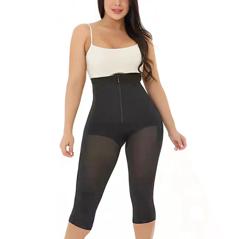 

Fajas Colombianas Shaperwear High Waist Long Pants Yoga Gym Sports High Compression Powernet Front Zipper Comfort Butt Lifter