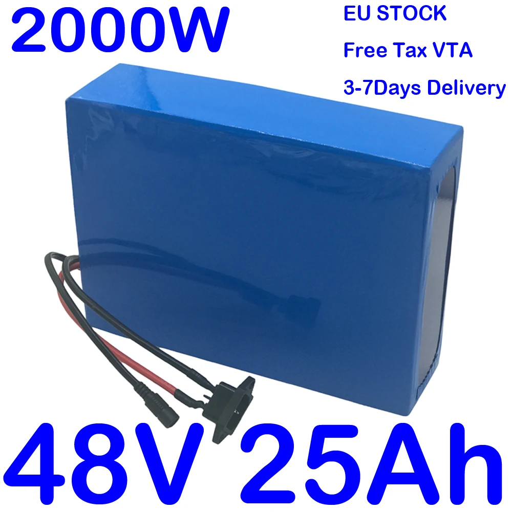 

Free Tax 48V 25AH Lithium Battery 48V 1000W 1500W 2000W Electric Bike Battery48V 25AH ebike Battery Pack With 50A BMS+5A Charger