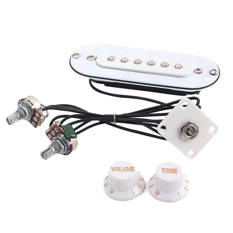 

Single Coil Electric Guitar Pickguard White Pearl Pickups Folk with Knobs Guitar Accessories