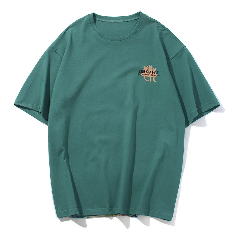 

Men's T-shirt 2021 Summer New Round Neck Cotton Cat Printed Loose Short Sleeve Top Trend Fashion Printed Casual Men's T-shirt