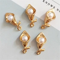 10pcs lily flower with pearl alloy charms dangles fit earring necklaces bracelets pendants diy fashion jewelry accessories fx466