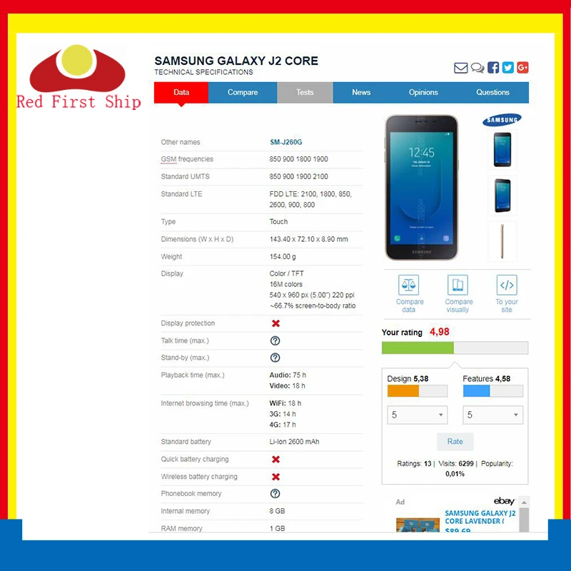 

10Pcs/lot 5'' for Samsung Galaxy J2 Core J260 LCD Display Screen Touch Screen Digitizer Assembly Replace For samsung J260 lcd