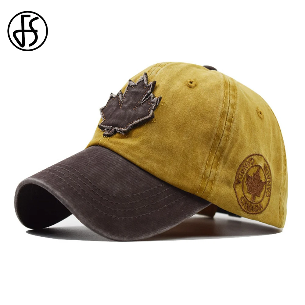 Летняя кепка FS в стиле хип хоп желтая зеленая хлопковая для мужчин виде кленового