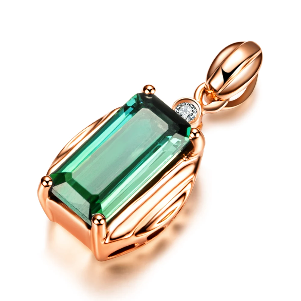 ????? Zocai女性ローズゴールド 18 18kゴールドチョーカーダイヤモンド + トルマリンネックレスための結婚式誕生日ギフトD03687