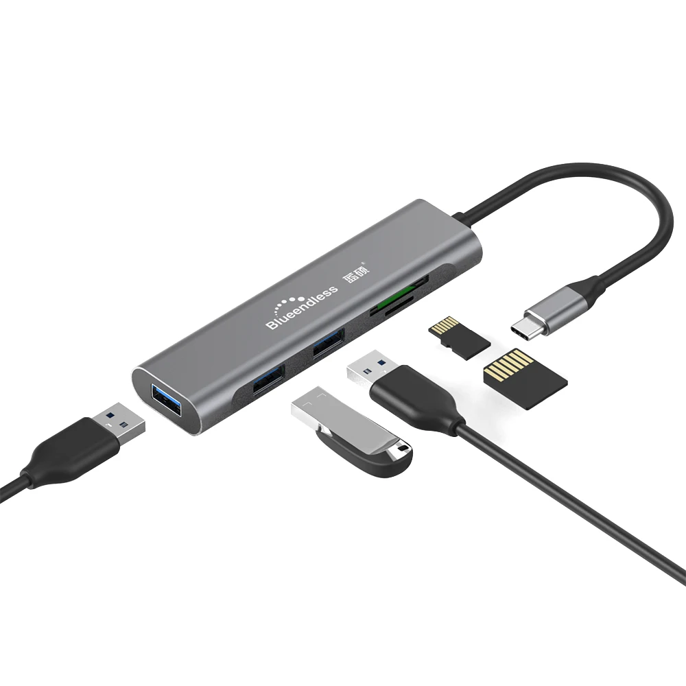 5 in 1 9 в 1 Алюминиевый Usb type-c док-станция для ноутбука USB 3,0 HDMI TF LAN PD usb-концентратор для Macbook huawei XiaoMi DELL Поверхностная док-станция - Цвет: 5 in 1