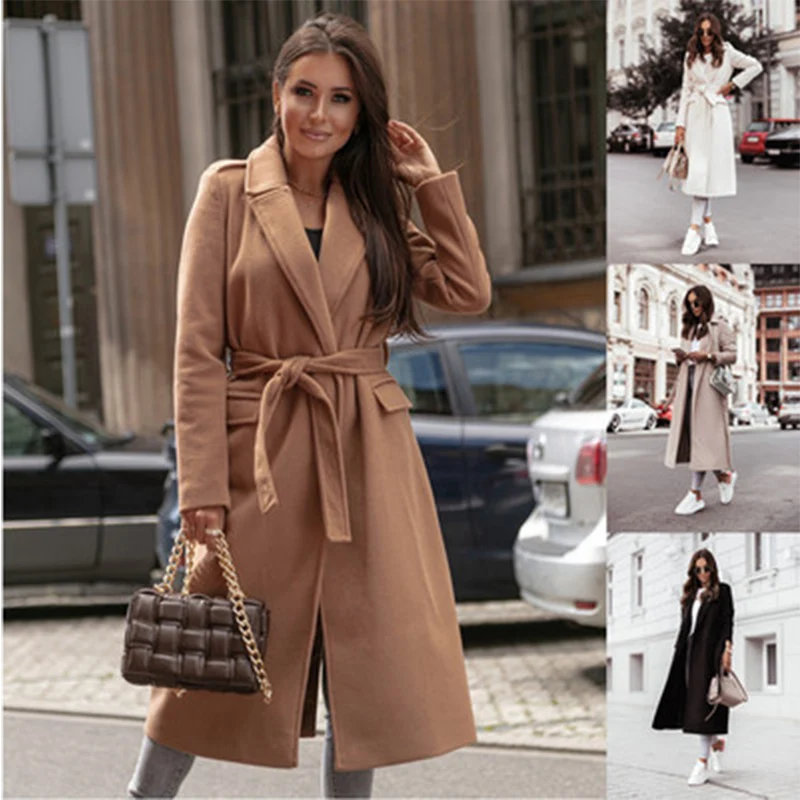 

traf Long sleeve v-neck woolen coat zaraing Woman clothes jacket coats autumn 2021 Overcoat female zarina shein official store