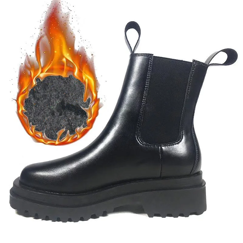 Черные ботинки Челси из натуральной кожи на толстой подошве новые женские