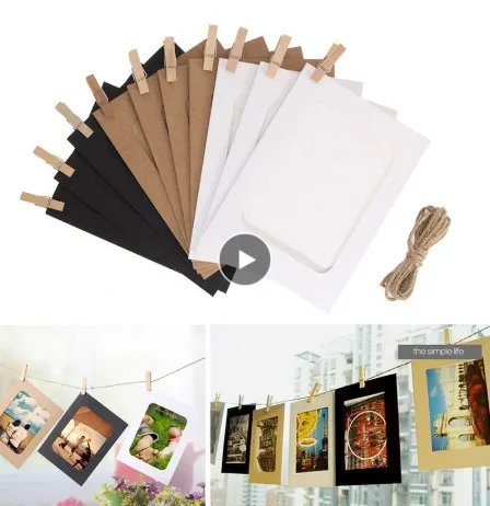 10 шт. фоторамка зажим крафт Бумага изображение держатель кулон свадебные