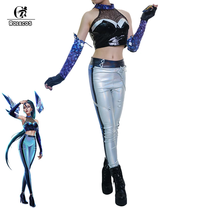 ROLECOS Game LOL KDA Kaisa Косплей Костюм ALL OUT сексуальный женский костюм Топ Пояс брюки