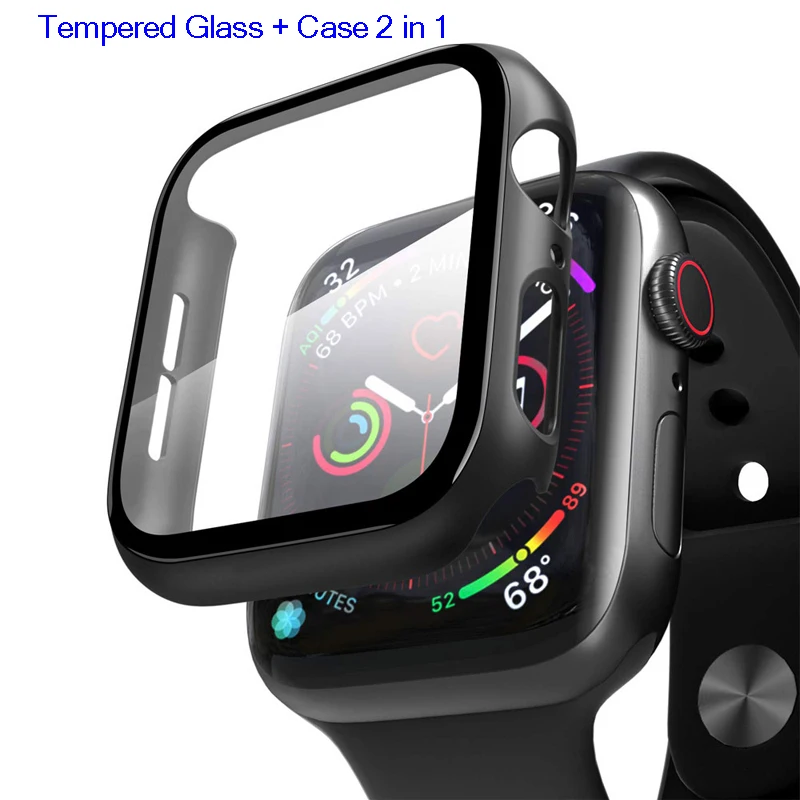 

Защитная крышка для Apple Watch чехол 44 мм 40 мм iWatch 42 мм 38 мм бампер закаленное стекло для Apple Watch 1 2 3 4 5 6 SE аксессуары