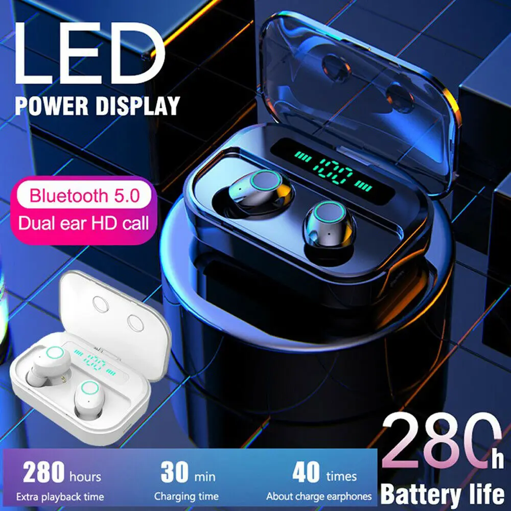 

Bluetooth 5.0 Wireless Earbuds Headset TWS Earphones Mini Stereo Headphone IPX7