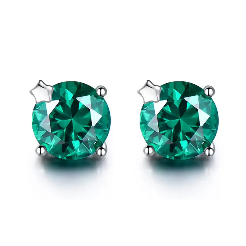 Emerald Серьги-гвоздики с драгоценным камнем kuolit Diaspore Zultanite для женщин, однотонные 925 пробы серебряные цветные серьги для помолвки, хорошее ювелирное изделие - Цвет камня: Emerald