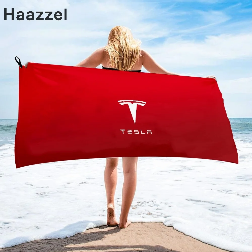 Банное полотенце с логотипом Tesla для автомобиля пляжное Женская длинная шелковая