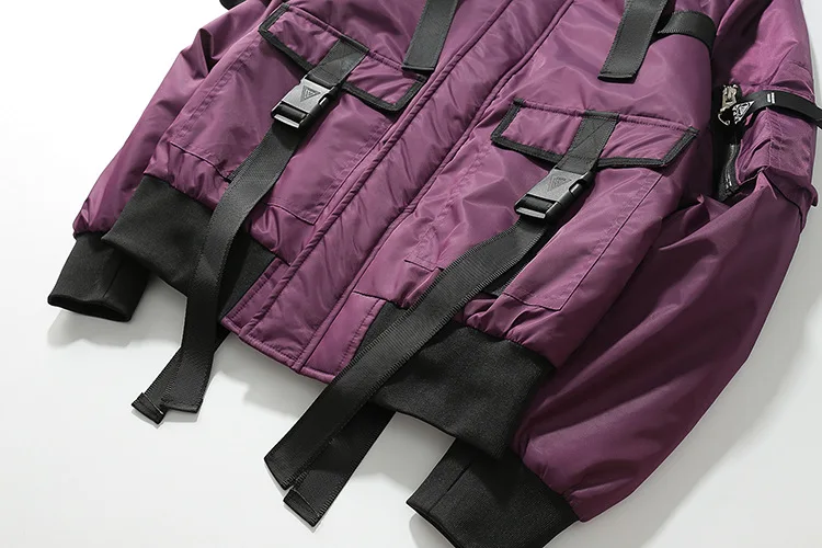 Streetwear Jackets Women Autumn Winter Coat Female Thicken Bomber Jacket Short Woman Punk Style Personality Ribbon design