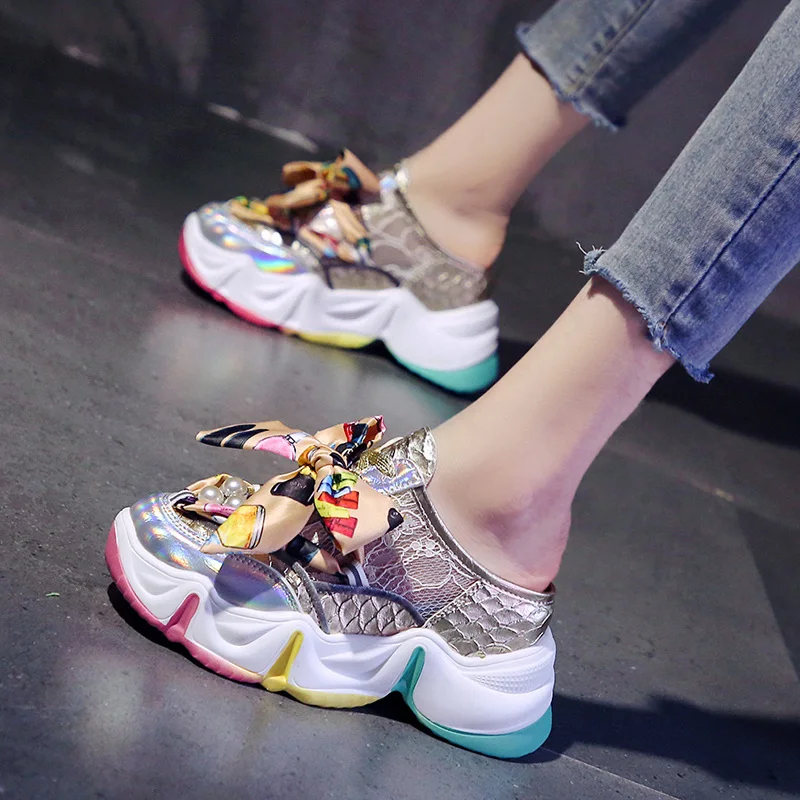 

Сандалии женские на платформе 8 см, повседневная обувь на толстой подошве, удобные босоножки с вырезами, кроссовки для отдыха, лето 2021