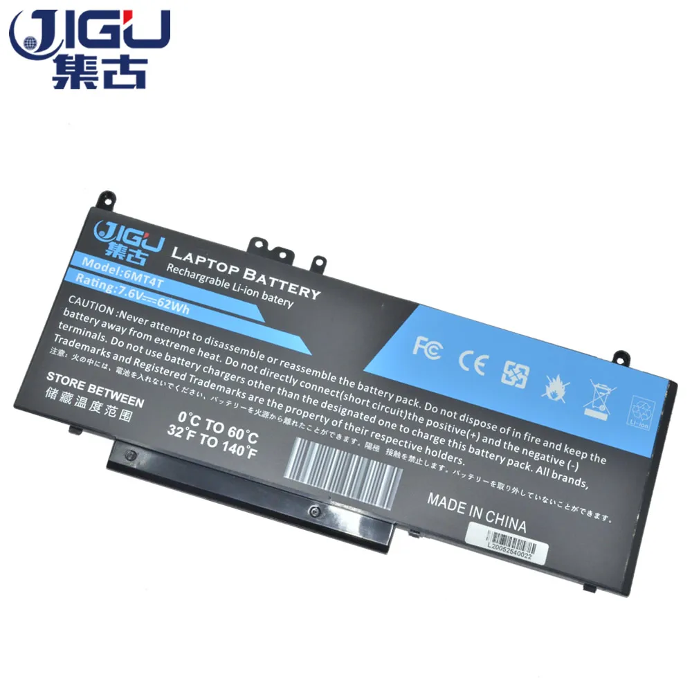 

JIGU Laptop Battery 7.6V 62Wh 6MT4T R9XM9 07V69Y HK60W ROTMP 0WYJC2 HK6DV TXF9M K3JK9 VMKXM For DELL For Latitude E3550 E5270