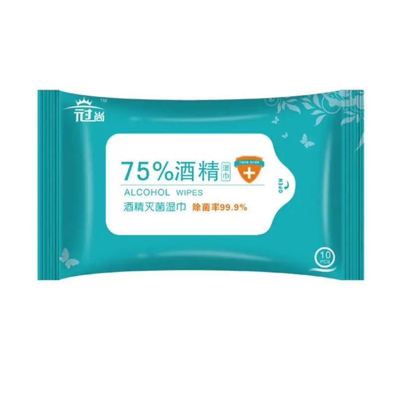 

10Pc/Pack Portable Disinfection 75% Alcohol Wet Wipes Household Disposable Skin Cleansing Sterilization Antiseptic Non-Woven Pad