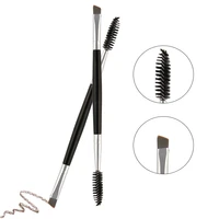 1pc double head eyebrow eyelash brushes multicolor wood handle flat angled makeup brushes eyelash extension cosmetic tools