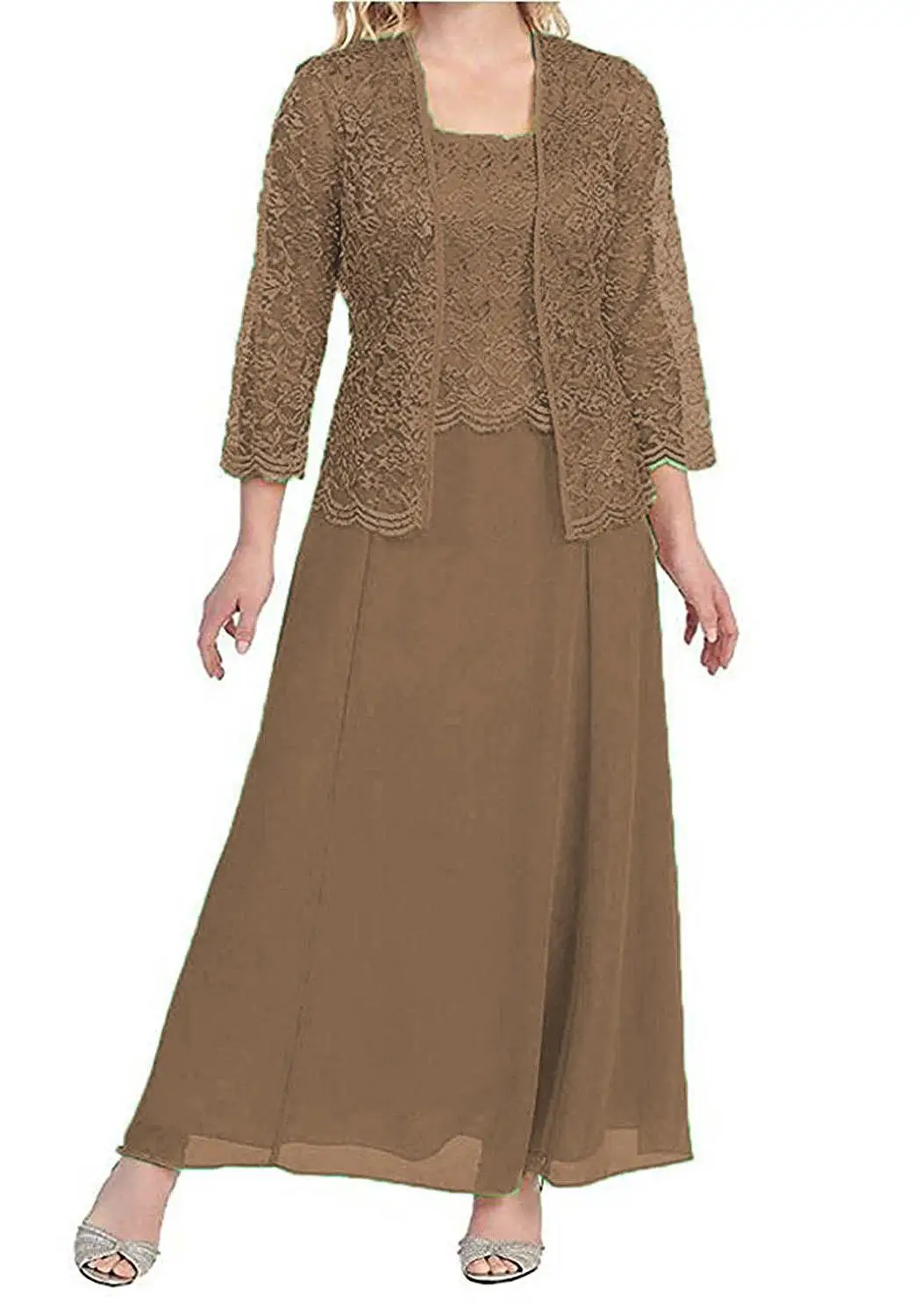 Женское элегантное кружевное платье из 3 предметов для матери невесты с курткой