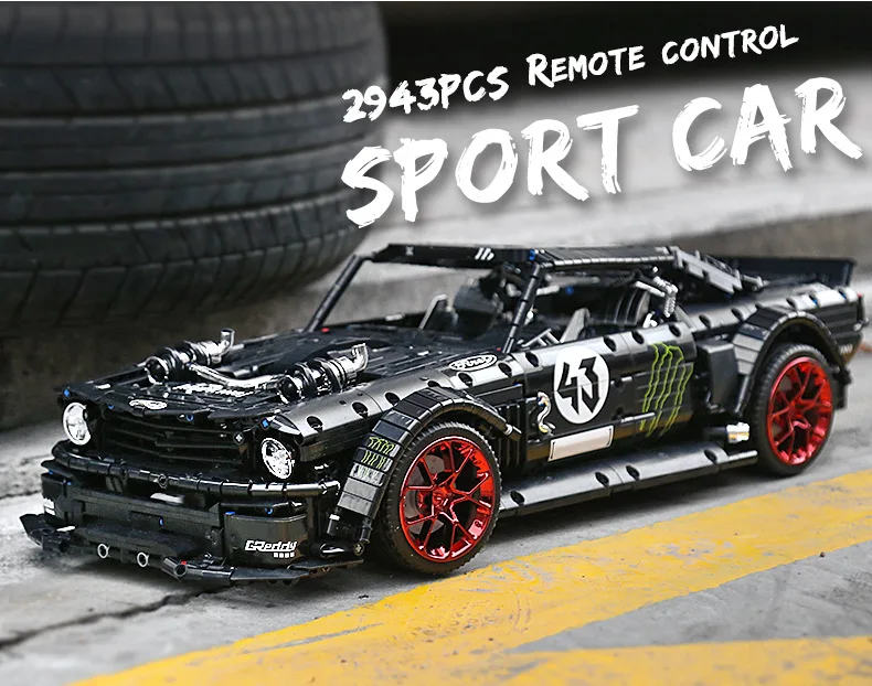 Модель 20102 года: Игрушечная машина, совместимая с MOC-16915 Mustang Hoonicorn, с функцией двигателя, Детская модель автомобиля, игрушечные строительные блоки