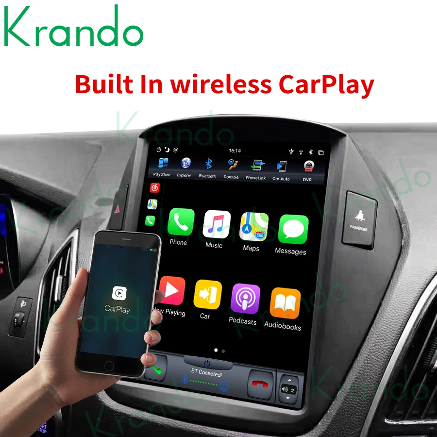 구매 Krando 안드로이드 9.0 4G 64G 10.4 테슬라 스타일 수직 스크린 차량용 멀티미디어 플레이어, 현대 IX35 2009-2014 무선 카플레이