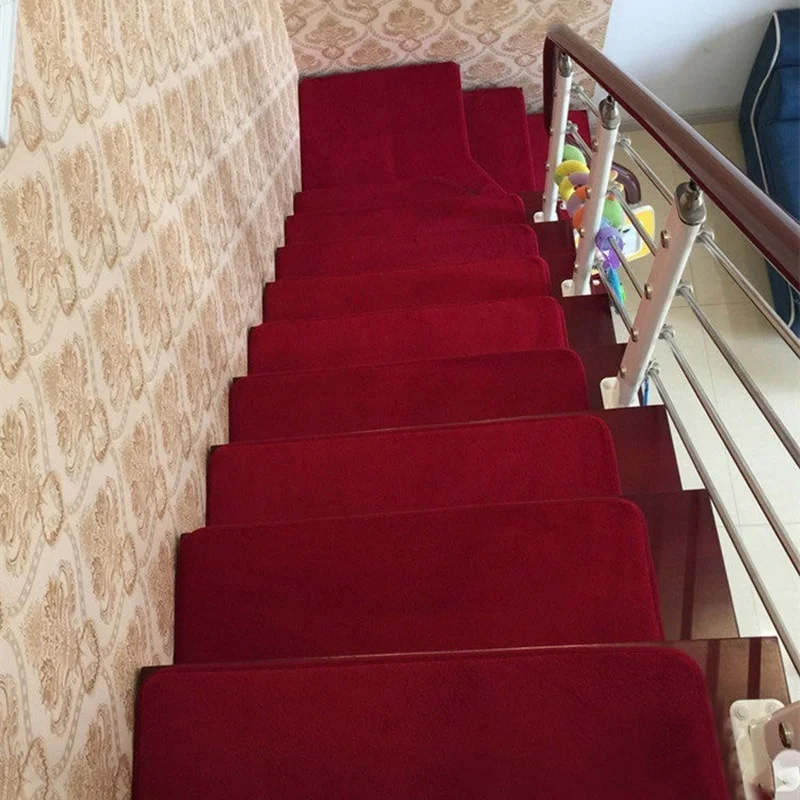 Wine red 13 шт. каменные лестничные ступени прямоугольные Нескользящие лестничные ковры коврики в стиле кантри лестничные подушки шаговый ковер - Цвет: Wine red