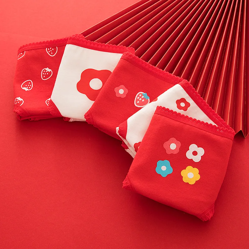 

Промоакция продаж Новое поступление нижнее белье красные хлопковые трусики для девочек 5 шт./лот нижнее белье для подростков Трусы M L XL XXL