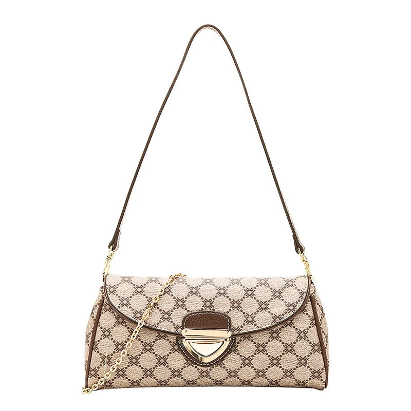 

Genuine Leather Women Hobos 2021 New Fashion High Quality Retro Plaid Single Shoulder Bags Ladies Famous Handbags Sac Luxe Cc