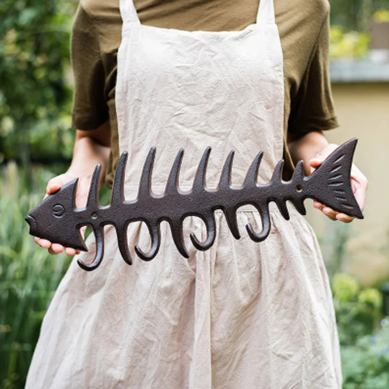 Креативный чугунный крючок для рыбьей кости настенный украшение сада двора и