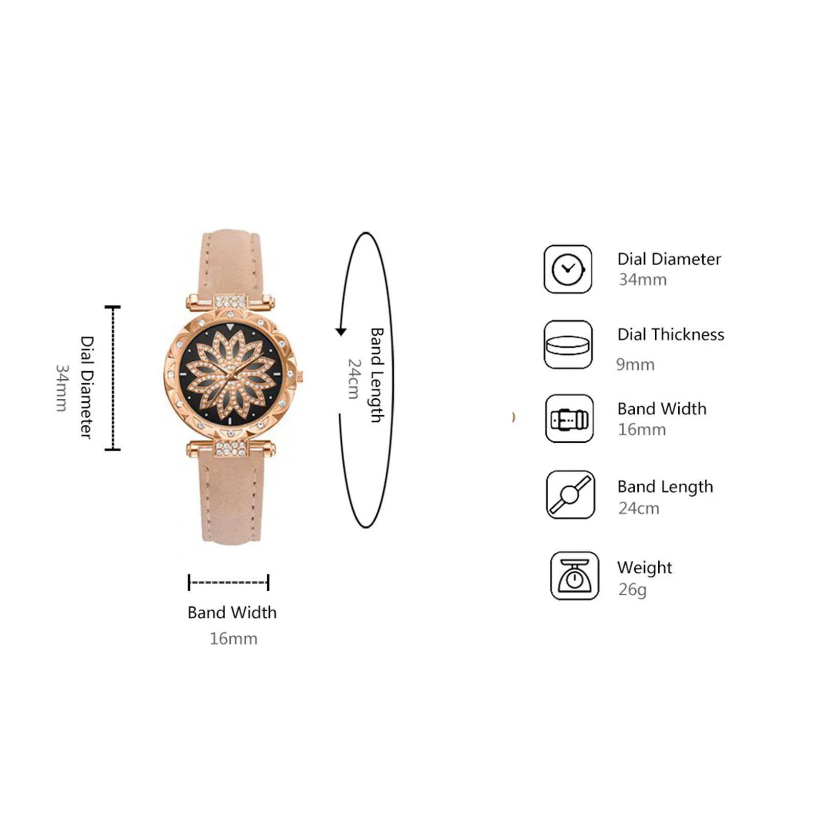 

Fashion Ladies Watch Ladies Watch Watch Ladies Watch 2021 Ladies Strap, Leaf Dial, Star Bracelet Quartz Watch Set,gift