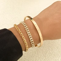 love letters carved gold bangles bracelet jewelry for wedding engagement crystals multi layer bracelets women gifts