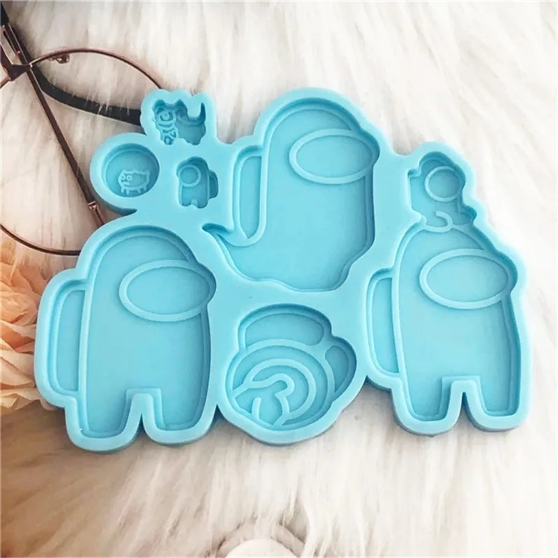 7 In1 Digital Little Spaceman Resin Mold Silicone Pendant Mold for DIY Epoxy Resin AU Characters Keychain Jewelry Making Tools