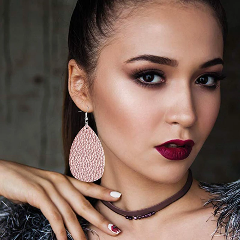 Яркая луна кожа подвеска серьги Легкий искусственная в форме листа слезы ручной