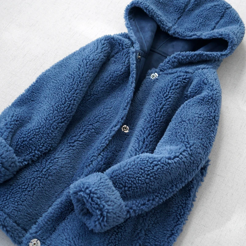 

Осенне-зимние женские свободные универсальные удобные теплые куртки с капюшоном из искусственного меха ягненка в японском стиле