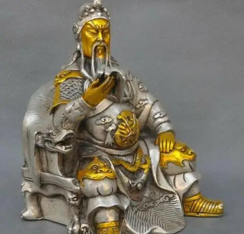 Статуэтка из старого китайского серебряного дракона в стиле милитари Святого