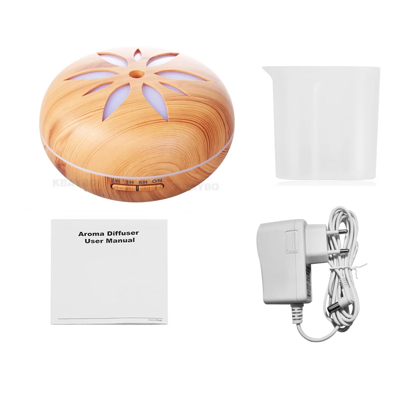 

550ml Ultrasonic Humidifier Essential Oil Diffuser Wood Grain Mist Humidifier LED Night Light for Office Home Bedroom