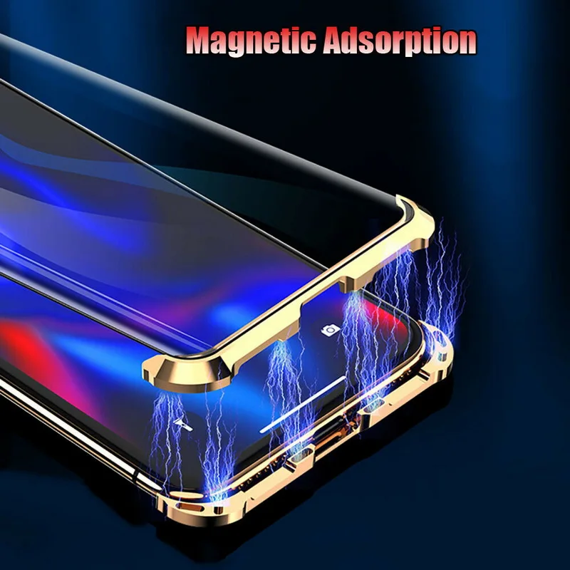 Бескаркасное двухстороннее закаленное стекло чехол для iPhone 10 6 6s 7 8 Plus XS Max XR X 8 Plus Магнитная Адсорбция металлический бампер крышка
