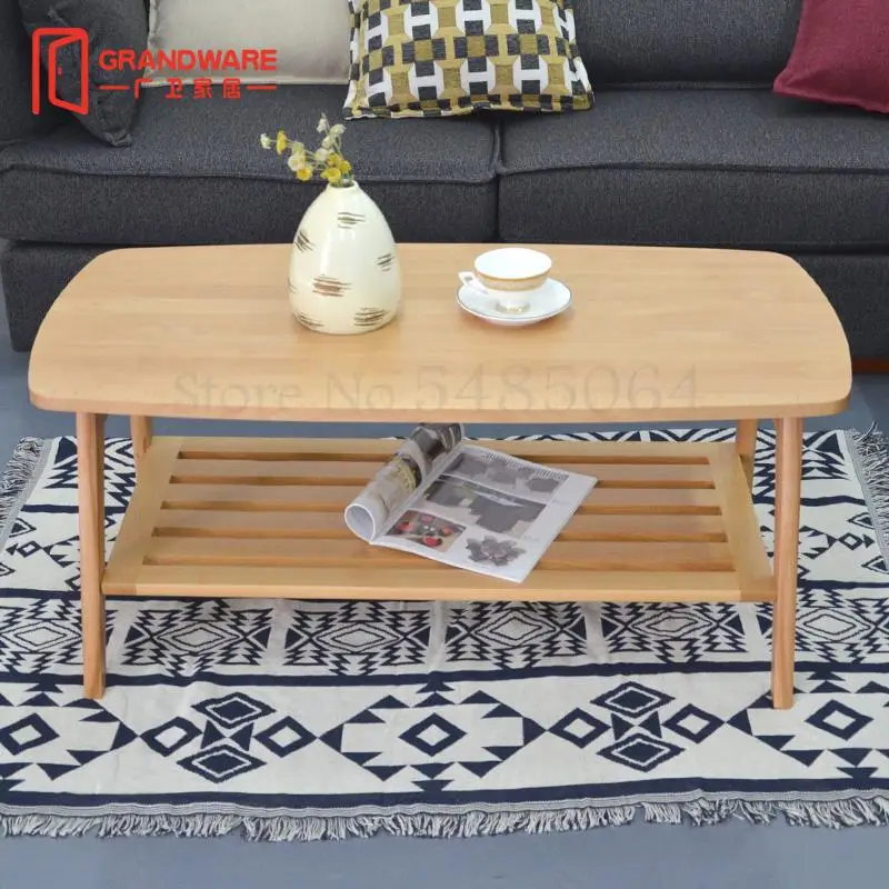 Скандинавский журнальный столик из цельной древесины в простом японском стиле