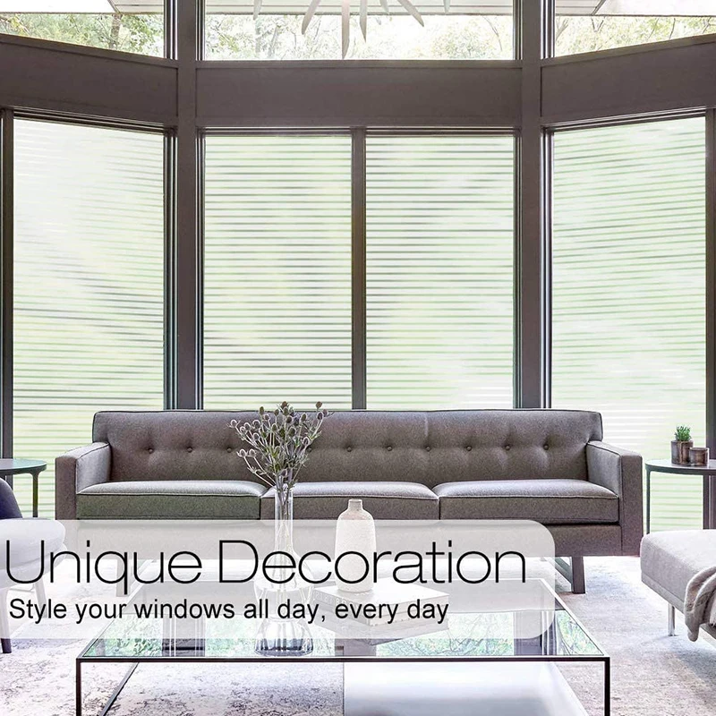 

Home Decor Striped Sand Window Film Electrostatic Glass Film Privacy Film Home Office Meeting Room Decoration Dropship