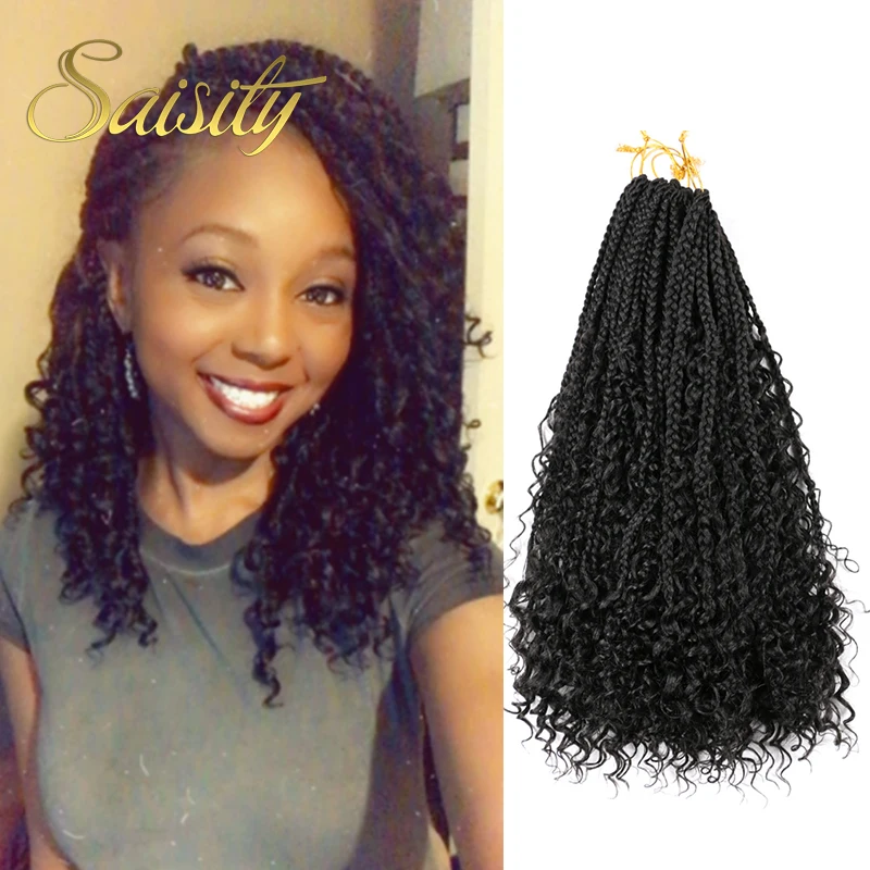 Saisity 14-дюймовые синтетические косички богини Box волосы для вязания крючком