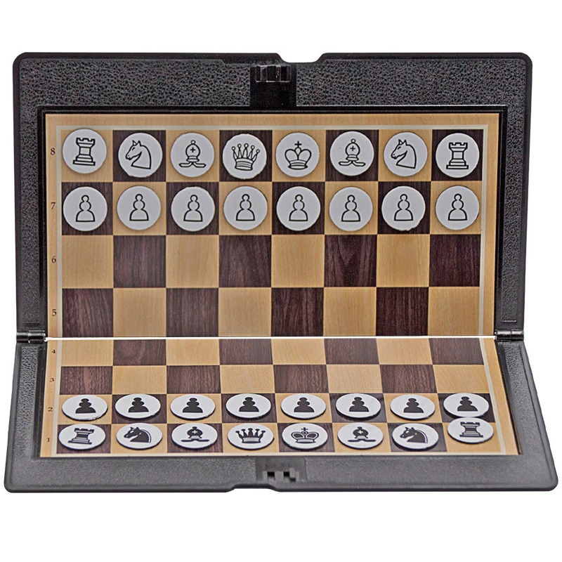 

Mini Magnetic Chess Set Wallet Appearance Portable Folding Chessboard Board Games Travel Party Kid Gift International Chess I156