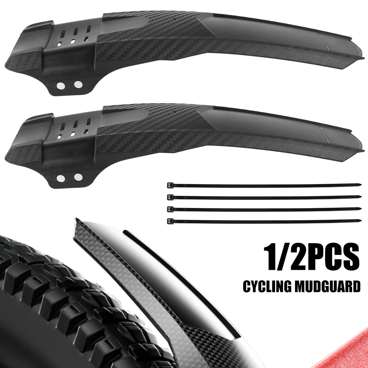 

Mountain Bicycle Fenders Tire Wheel Fenders Carbon Fiber Mudguard MTB Road Bike Road Cycling Fix Gear Repair Replacements Kit