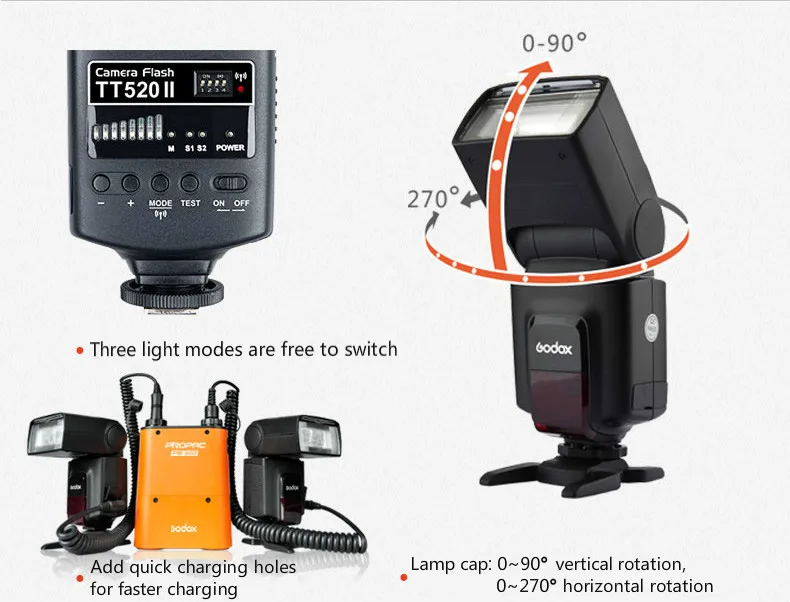 Godox камера вспышка TT520II со встроенным 433 МГц беспроводным сигналом для Canon Nikon Pentax Olympus DSLR camera s Speedlite