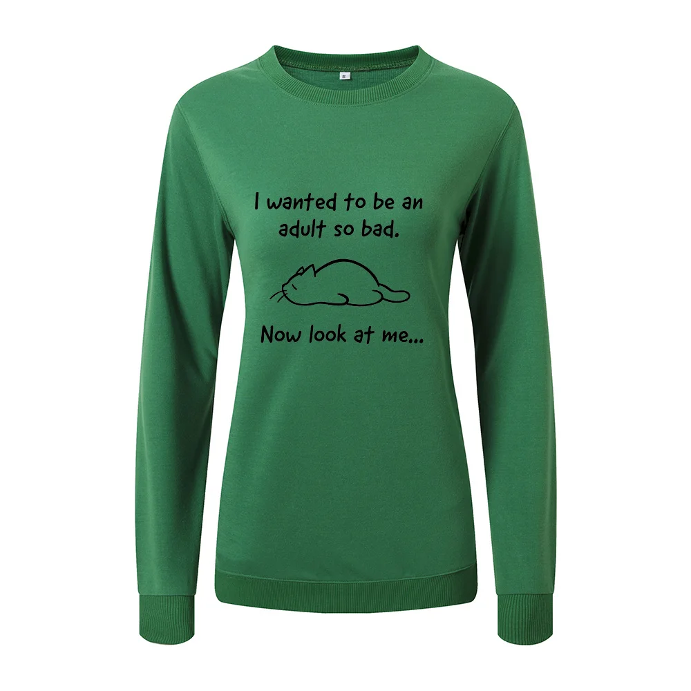 

Women Hoodies Sweatshirts Tops Female Casual Pullovers Cat Letter Print Sweatshirt Spring Autumn Hoodie Pullover Street Clothes