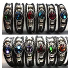 12 шт.компл. 12 созвездий светящиеся кожаные браслеты ручной работы браслеты с защелками ювелирные изделия светится в темноте