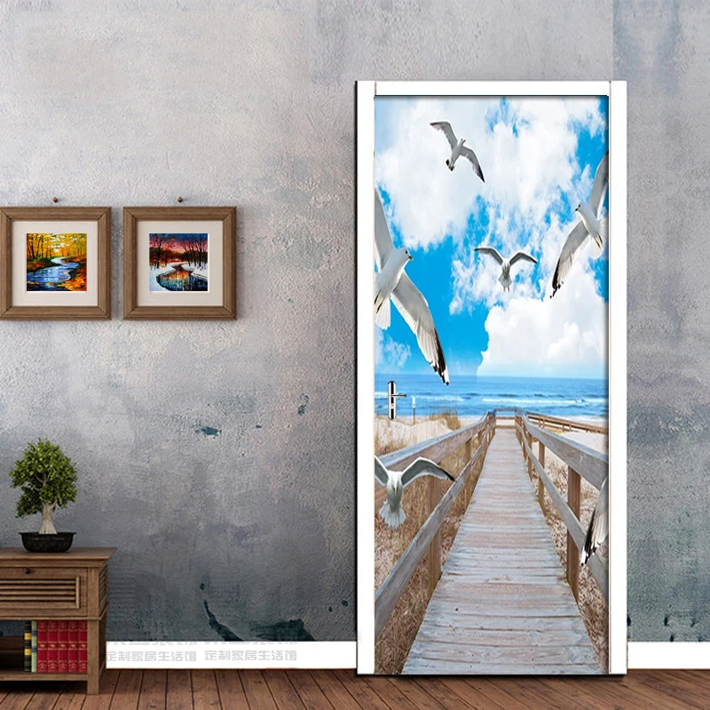 2 шт./компл. голубое небо Приморье деревянный мост голубь декор дома DIY 3D дверь